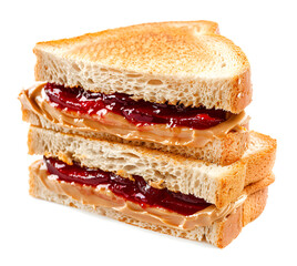 Wall Mural - Peanut butter and jelly sandwiches isolated