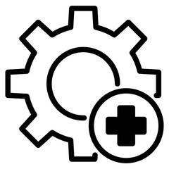 Wall Mural - Medical Gear vector icon. gear and cross health symbol.