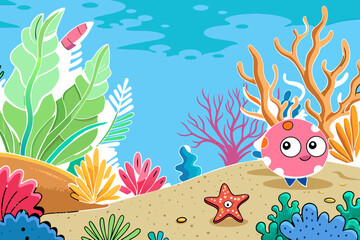 Sticker - coral reefs cute background is tree