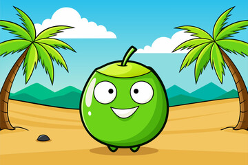 Poster - coconut green fruits background is tree