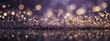 Background of Abstract Glitter Lights in Lavender, Champagne, and Charcoal. Defocused Banner.
