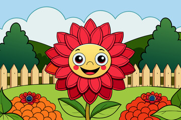 Poster - dahlia garden background is