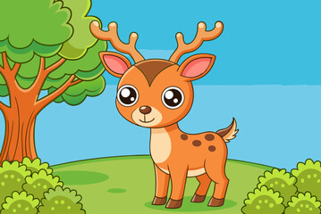 Poster - deers cute background is tree