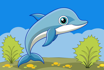 Poster - dolphin cute background is tree