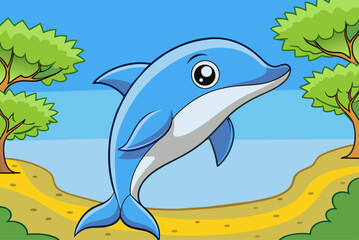 Poster - dolphin cute background is tree