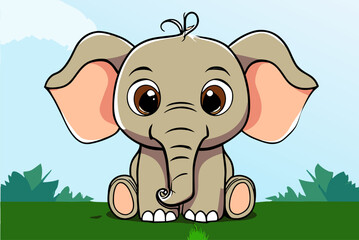 Poster - elephant cute background is tree