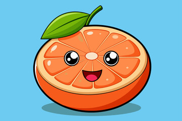 Sticker - Brightly colored and juicy grapefruit against a neutral background