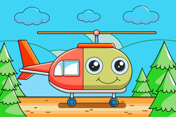 Poster - helicopter cute background is tree