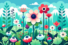Anemone Flower Garden Background Is 