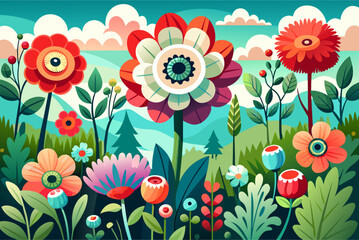 Sticker - anemone flower garden background is