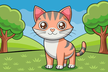 Poster - animal cat cute background is tree