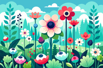 Poster - anemone flower garden background is 