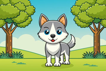 Sticker - animal dog cute background is tree