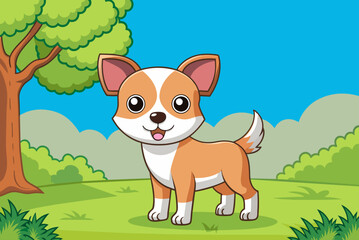 Poster - animal dog cute background is tree