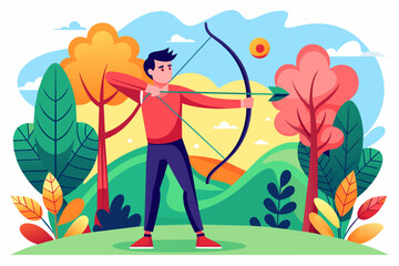 Poster - archery men sport background is tree