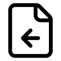 Wall Mural - Left arrow file icon in outline style. Simple document vector illustration — pixel-perfect icon.