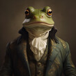 a frog in a suit
