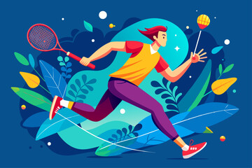 Wall Mural - badminton men sport background is