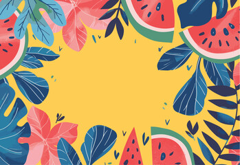 Wall Mural - Summer tropical watermelon background design