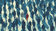 © ProstoSvet - man in red jacket in a crowd of people top view. concept of loneliness in a crowd.