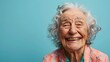 Happy Old Lady with Blue Background, To convey a message of joy, positivity, and celebration of life in the elderly