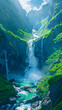 A waterfall that appears to flow uphill, defying the laws of physics, mobile phone wallpaper