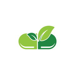 Wall Mural - herbal capsule logo design vector