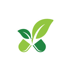 Wall Mural - herbal capsule logo design vector
