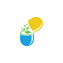 Wall Mural - herbal capsule logo design vector