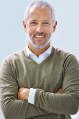 Aufkleber - Portrait, arms crossed and happy business man in office, startup company or creative career. Designer, entrepreneur and face of mature man for management, professional or development in workplace