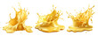 Set of Melted Cheese Splash Cut-Out, Three in One, Isolated on Transparent Background
