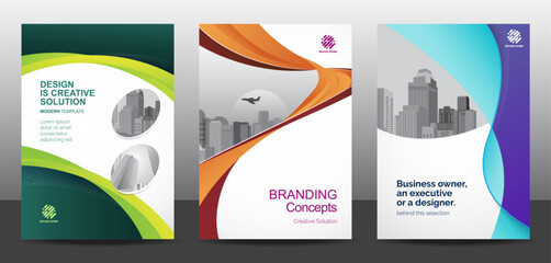 Wall Mural - template vector design set for brochure, annualreport, corporate presentation, portfolio, flyer, lay