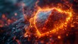 © CraftyImago - Firewall visualized as a glowing shield: A stylized image of a firewall represented as a protective barrier deflecting incoming digital attacks.