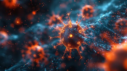 Wall Mural - A macro illustration of the virus designed for medical context. Virus cells background