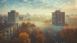 Autumnal Haze Over Cityscape