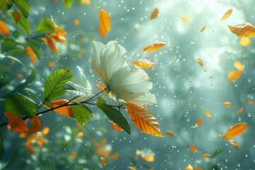 Wall Mural - the euphoric embrace of nature, with the wind whispering joy through rustling leaves. concept of nat