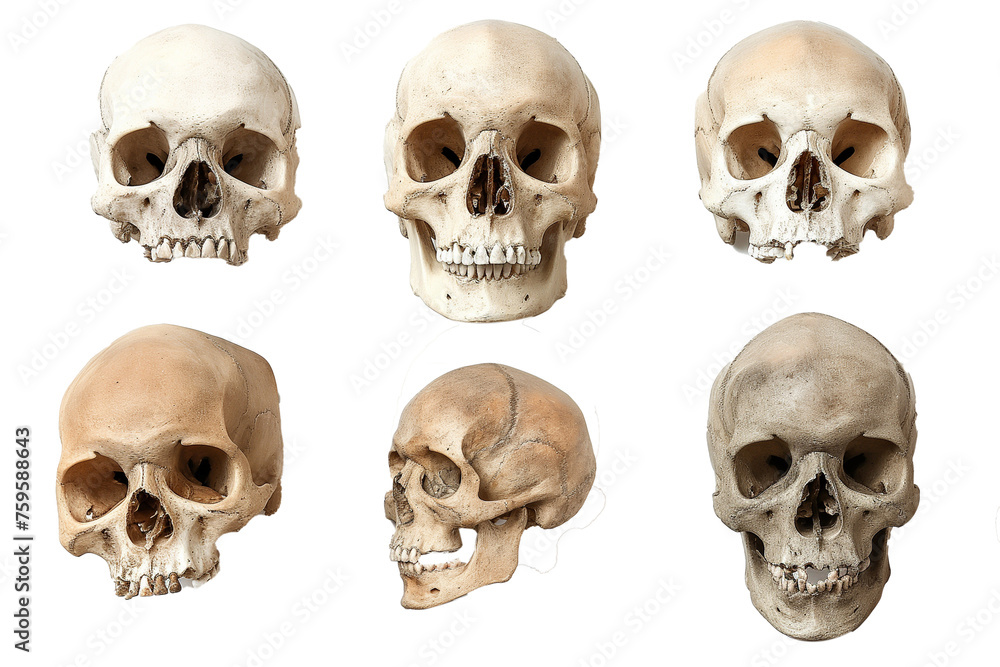 Set of human skulls isolated on a transparent background Stock Photo ...