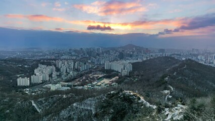 Wall Mural - Time Lapse 4K Sunrise of Seoul City South Korea