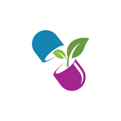 Wall Mural - herbal capsule logo design vector
