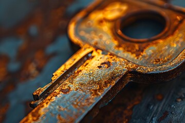 Rusty Key in Golden Light A Tale of Timeworn Elegance