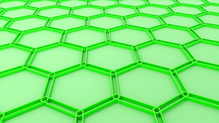 Wall Mural - Green hexagons geometric background, minimal honeycomb pattern wallpaper.