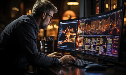 Man Sitting in Front of Computer Monitor