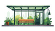 Subway stop shelter flat clipart vector illustration