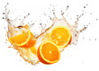 Falling Orange Isolated Png file on surreal highly detailed transparent background, Generative AI