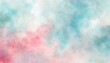 © Leon K - Artistic electric pink, azure and blue watercolor background with abstract cloudy sky concept. Grunge abstract paint splash artwork illustration. Beautiful abstract misty fog cloudscape wallpaper.