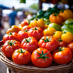 fresh red tomatoes in a basket ai generated