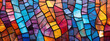 Vibrant Stained Glass Mosaic in Warm and Cool Hues