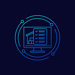 Sticker - inventory control software icon, linear design