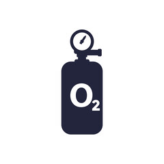 oxygen tank icon, gas cylinder pictogram on white
