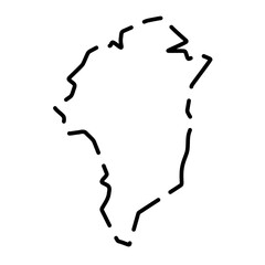 Sticker - Greenland simplified map. Black broken outline contour on white background. Simple vector icon